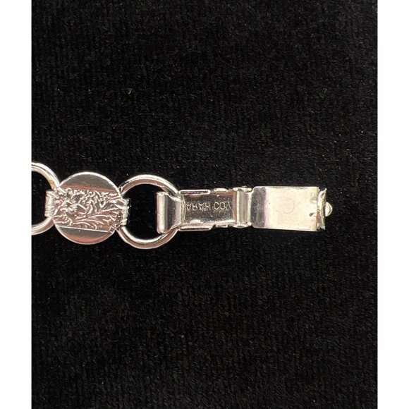 Sarah Coventry Silver-Tone Textured Circle Link Bracelet 7 Inch Vintage Jewelry - Picture 6 of 6